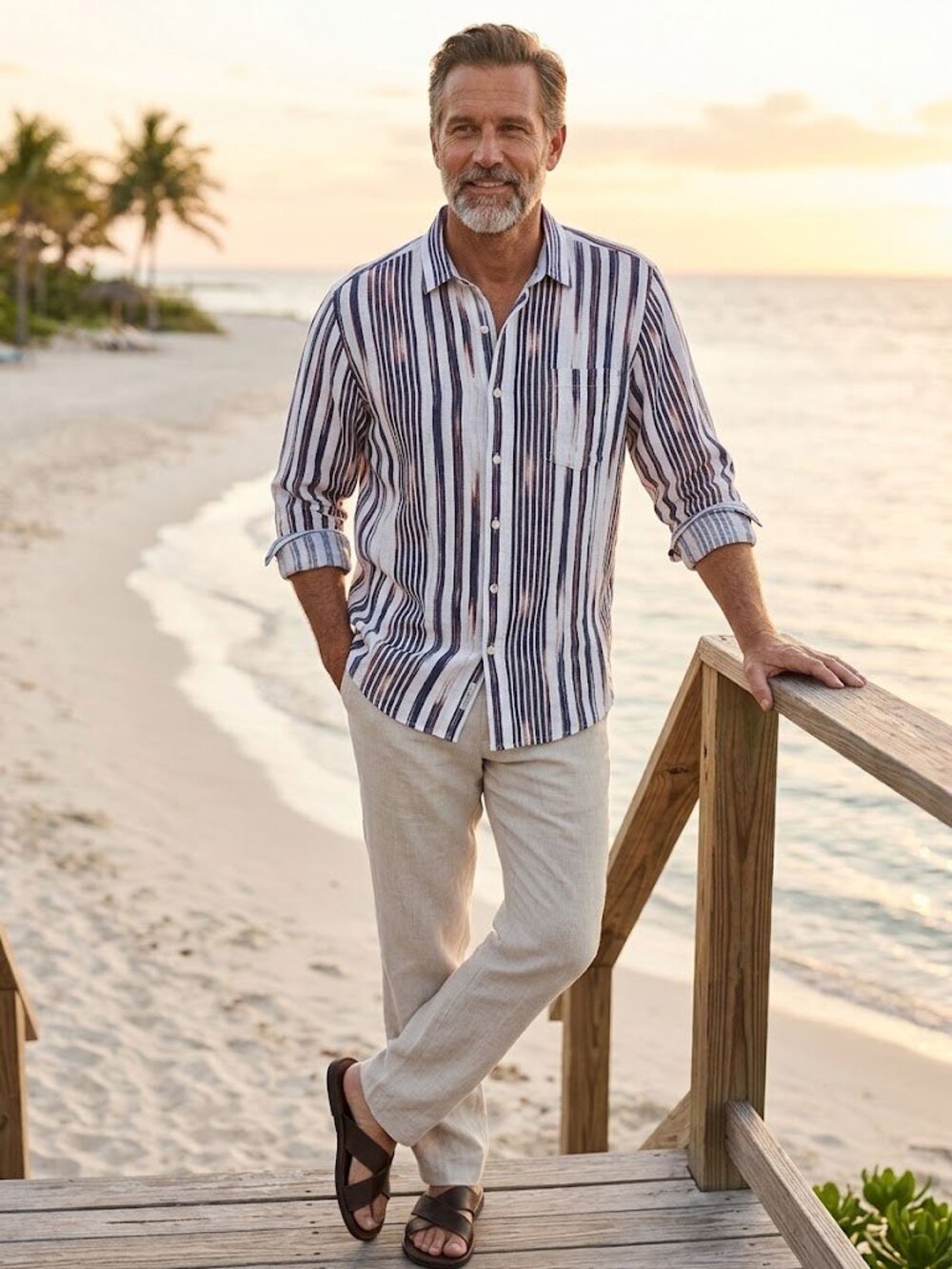 TOMMY BAHAMA BRUSH STROKE BREEZER FUSION LINEN CAMP SHIRT